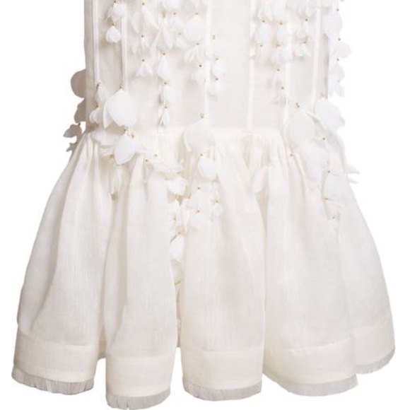 Zimmermann Wild Botanica Petals Linen Silk Corset Gown White Natural 0 - Picture 8 of 15